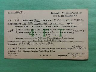 Wilmington,  N.  C.  Donald Mcr.  Parsley - 4ft - 1923 - Qsl