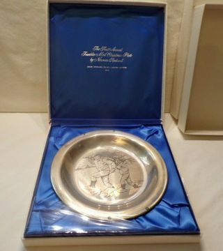 Franklin Sterling Silver Norman Rockwell Christmas Plate 1970 First Edition