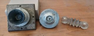 (2) Antique Telephone Transmitters & (1) Glass Insulator,  Samson & Connecticut.
