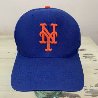 York Mets - Vtg Logo Athletic Snapback Blue Mlb Baseball Hat Cap -