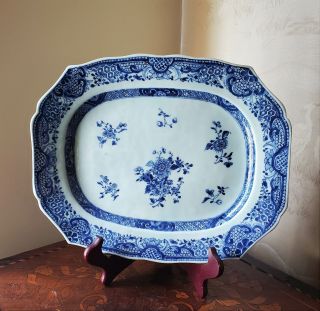 Antique Chinese 18th C.  Blue White Nanking Porcelain Platter 1780 