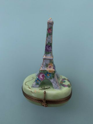 Rare S&d Peint Main Limoges France Eiffel Tower Trinket Box
