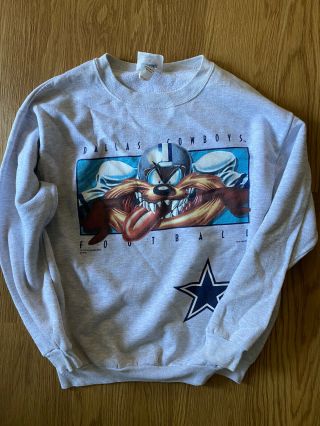 Vintage 90sdallas Cowboys Tazmanian Devil Looney Tunes Football Sweater Sz Large