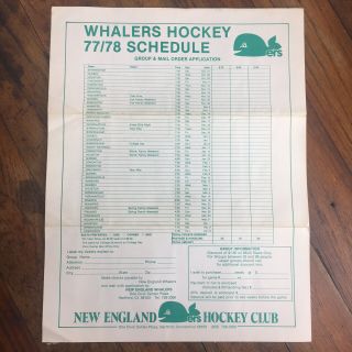 Rare Vintage 1977 - 78 England Whalers Game Ticket Order Form Hockey Wha Pucky