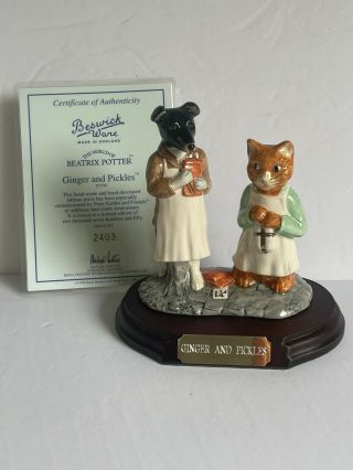 Beswick Beatrix Potter Ginger And Pickles Figurine Ltd Edition W Base