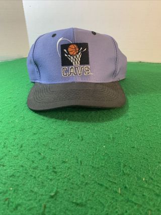Vintage 90s Cleveland Cavaliers Nba Logo Athletic Snapback Hat Cap 2 Tone Cavs
