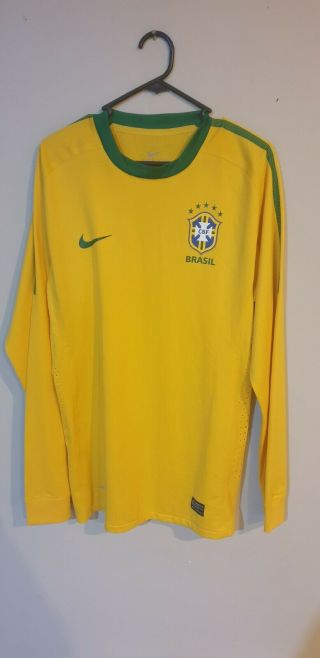 Nike Player Issue Brazil 2010 2011 Home Ls Long Sleeve L/s Jersey Shirts Large