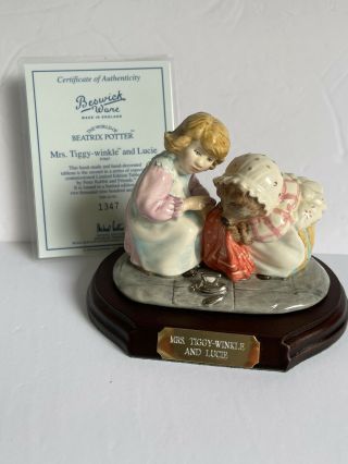 Beswick Ware Mrs Tiggy Winkle And Lucie Tableau Figurine Ltd Ed W Base,
