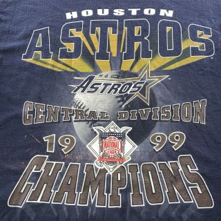 Vintage 1999 Men’s MLB Houston Astros Champions Tee Shirt Blue Size X Large Rare 3
