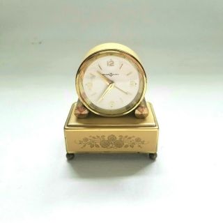 Vintage Reuge - Wind - Up Music Box/alarm/desk Clock - Swiss Made -