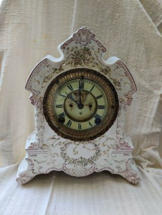 Ansonia Clock Co.  Antique Porcelain Clock - Circa Late 1800 