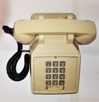 Vintage At&t Touchtone Tan Push Button Corded Desk Telephone