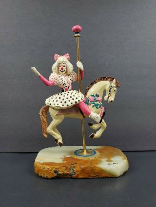 Vintage 1997 Ron Lee 11 " Female Clown On Carousel Horse Lara 