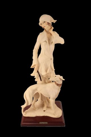 Giuseppe Armani Capodimonte Elegance 195f Florence Figurine Lady With Dog Hound