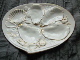 Union Porcelain Clam Shaped Oyster Plate Greenpoint,  Ny American (upw)