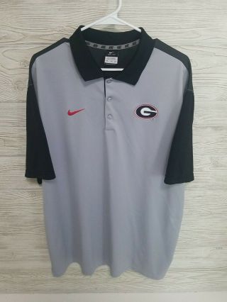 Nike Dri - Fit Mens Georgia Bulldogs Golf Polo Shirt Size 2xl Gray And Black Uga