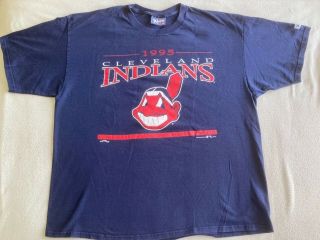 Vintage 1995 Nutmeg Lee Sport Cleveland Indians Chief Wahoo T - Shirt - Size 2xl