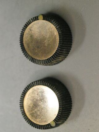 2 Vintage Brown W/ Brass Top Radio Or Amplifier Knobs,  1 5/8 Wide,  1/2 Inch Tall