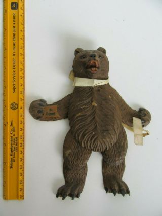 Vtg / Antique Germany Black Forest Depose Carved Wood Bear W/ Moving Legs / Arms