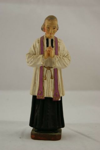 † St John Vianney Hand Painted Plaster Cure Of Ars Chalkware Pieraccini France †