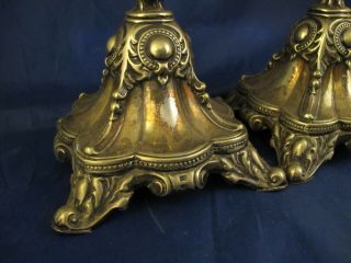 antique Polish brass silver plated Sabbath candlesticks candles - Poland 2