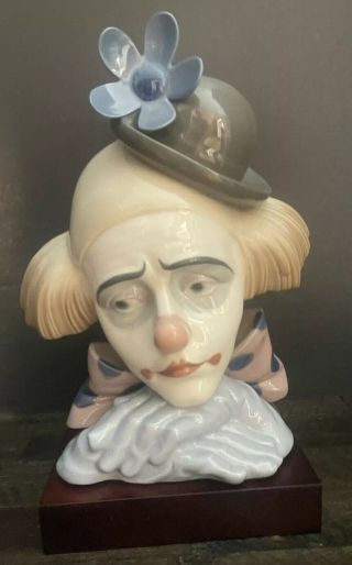 Retired Lladro 5130 “pensive Clown” Head Bust 10.  5” No Box Figurine