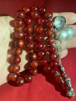 Antique German Faturan Cherry Prayer Beads 53 G |13 Mm فاتوران عرق دخاني