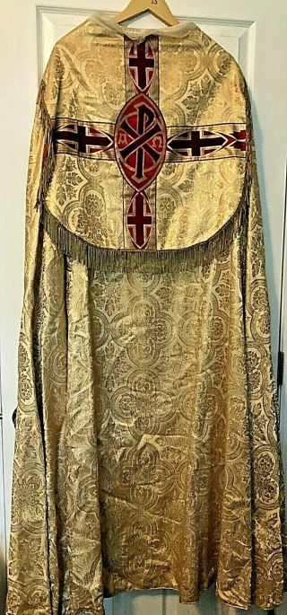 Stunning Rare Vintage Catholic Priests Bishops Gold Brocade & Red Cope
