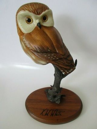 Big Sky Carvers Masters Limited Edition 761/950 Signed K.  W.  White Owl On Branch