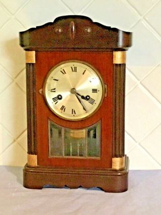 Antique Gustav Becker Oak Case Mantle Clock