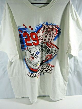 Nascar Vintage 2001 29 Kevin Harvick Rookie Of The Year T - Shirt L (q2)