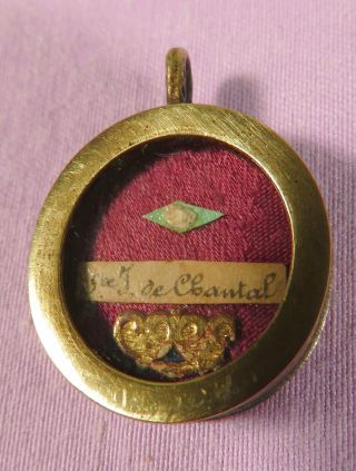 Antique Miniature Theca Case With A Relic Of St.  De Chantal - Foundress