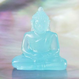 Miniature Image Of The Buddha Sculpture Blue Garut Chalcedony Carving 12.  00 Cts