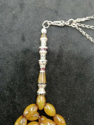 German Faturan Rosary Islamic Prayer 33 Beads Masbaha Sterling Silver Tassel 3