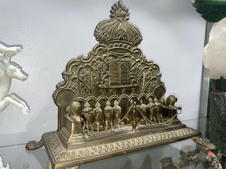 A LARGE Brass HANUKKAH LAMP made in hungary post war 3