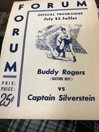 Wrestling Program July 23 1952 Buddy Nature Boy Rogers Montreal English/french