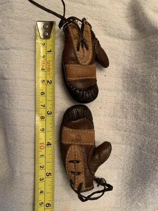 Vintage Leather Miniature Boxing Gloves Brown Red Tan Antique Mini Gloves