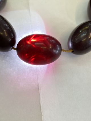 very rare Antique Red Cherry Amber Faturan Bakelite Prayer Beads Tasbih 4