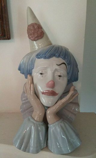 Lladro Figurine 5129,  Clown Jester Head Bust,  Handmade In Spain,  Exc