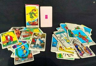 Vintage Tarot Cards Colman Smith Waite University Books Pink Ankh Backs W/box