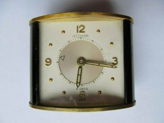 Vintage Swiss Lecoultre Alarm Clock 8 Days Brass Bakelite Ends And Top Insert
