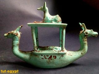 Rare Ancient Egyptian Antique God Anubis Funeral Boat Flight Tour 1860 - 1745 Bc