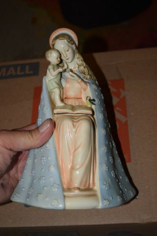 M J Hummel Madonna Child Virgin Mary Baby Jesus Figurine Turquoise Robe 10/1