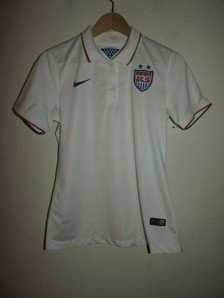 Us Soccer Nike Uswnt 2014 Home Jersey Women’s Size Medium Collared Dri - Fit