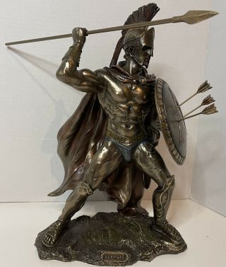 13” Leonidas Greek Warrior Spartan King Statue Sculpture Figurine Fighting Arrow