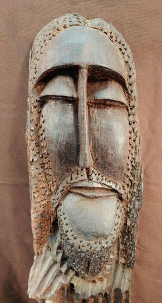 Old Vintage Hand Carved Wooden Jesus Christ Santo Wall Plaque Wood Carving