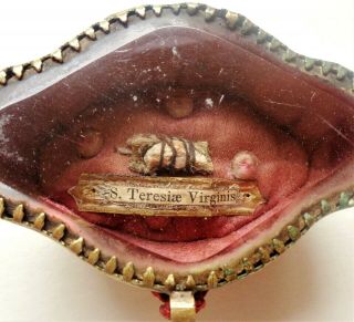 Precious Rare Antique Reliquary W/ First Class Relic From Saint Teresa Of Avila