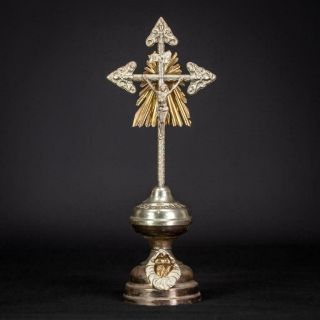 Altar Crucifix | Standing Cross | Antique Jesus Christ | Copper Brass | 15.  4 "