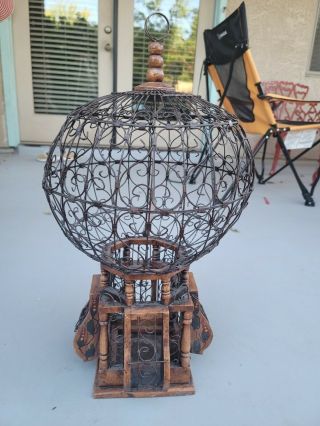 Vintage Victorian Style Bird Cage Wood & Wire Sphere Air Balloon Design (approx.
