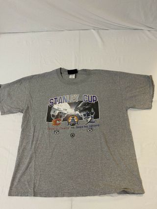 Vintage Tampa Bay Lightning Calgary Flames 2004 Nhl Stanley Cup T - Shirt Sz Xl 88